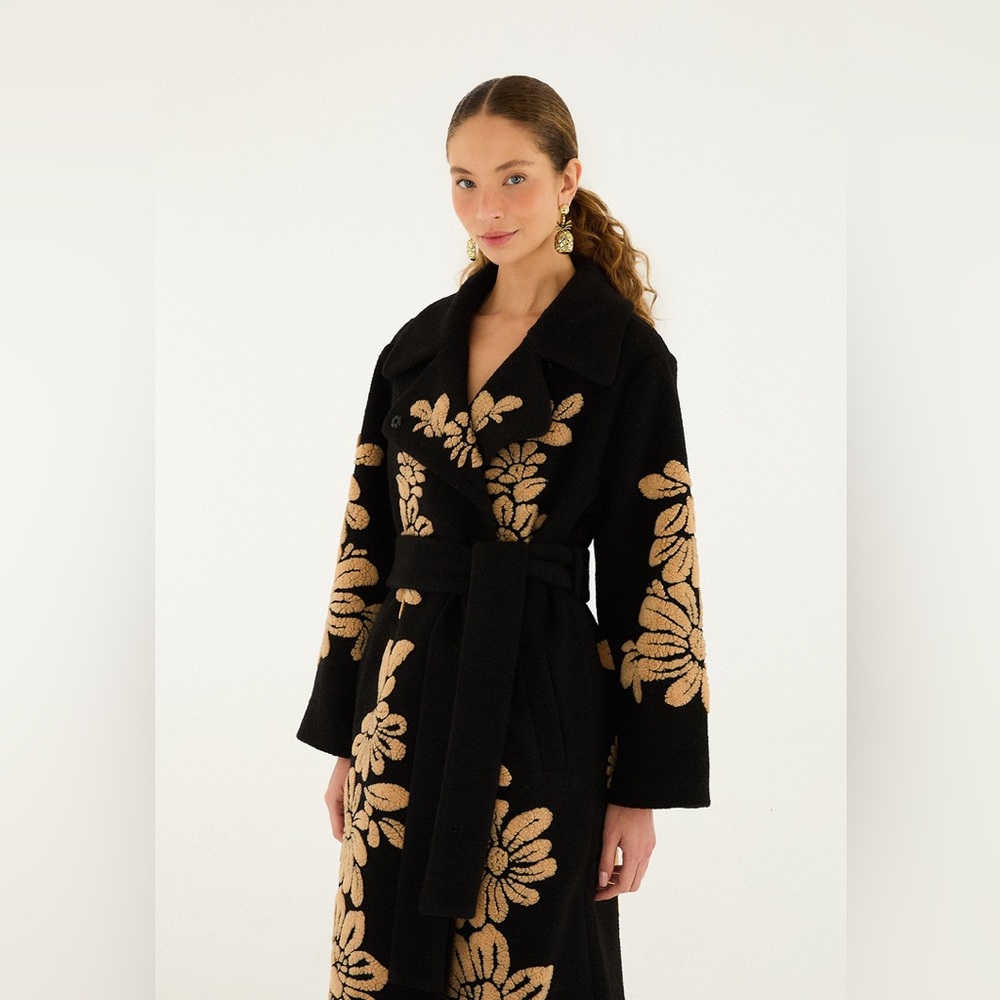 Farm Rio Bold Flowers Black Fleece - Picture 7 of 8